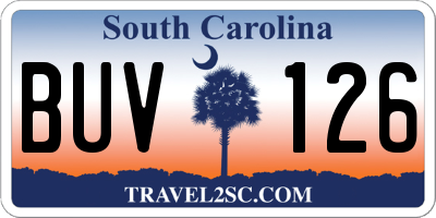 SC license plate BUV126