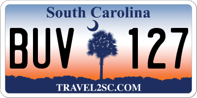 SC license plate BUV127
