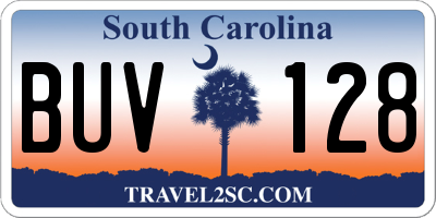 SC license plate BUV128