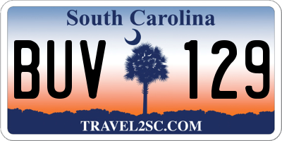 SC license plate BUV129