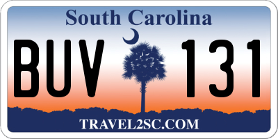 SC license plate BUV131