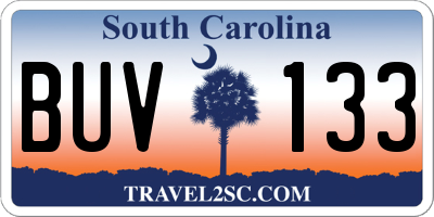 SC license plate BUV133