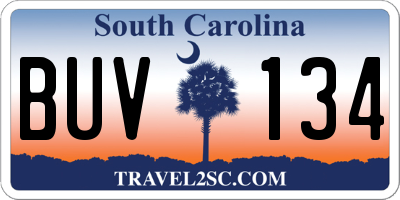 SC license plate BUV134