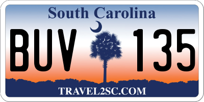 SC license plate BUV135