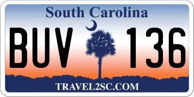 SC license plate BUV136