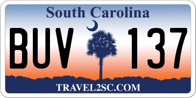 SC license plate BUV137