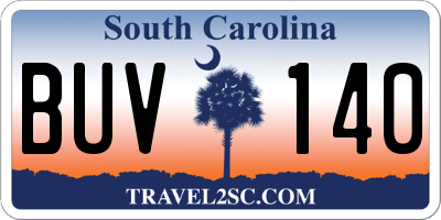 SC license plate BUV140