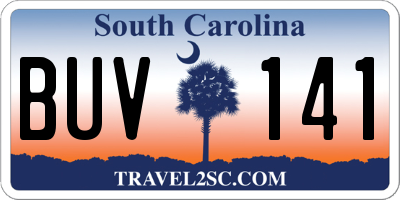 SC license plate BUV141