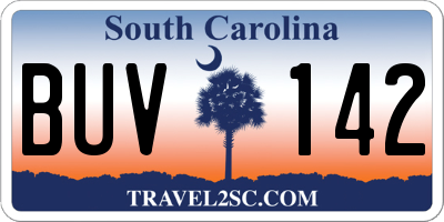 SC license plate BUV142