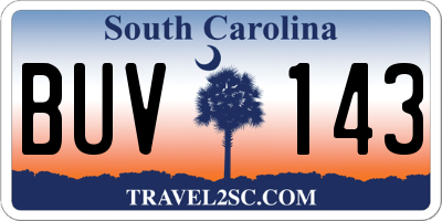 SC license plate BUV143