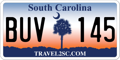 SC license plate BUV145