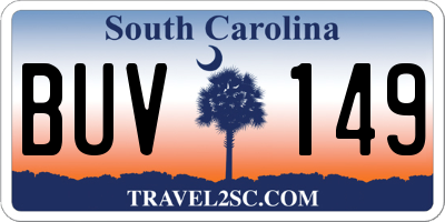 SC license plate BUV149