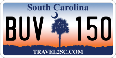 SC license plate BUV150