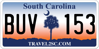 SC license plate BUV153