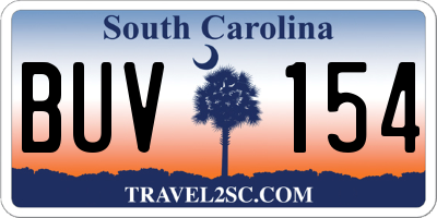 SC license plate BUV154
