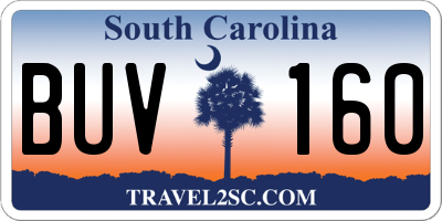 SC license plate BUV160
