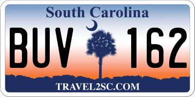 SC license plate BUV162