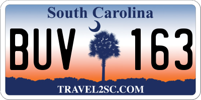 SC license plate BUV163