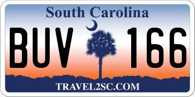 SC license plate BUV166