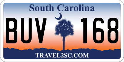 SC license plate BUV168