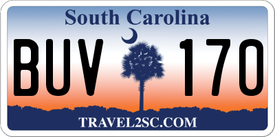 SC license plate BUV170