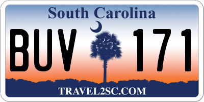 SC license plate BUV171