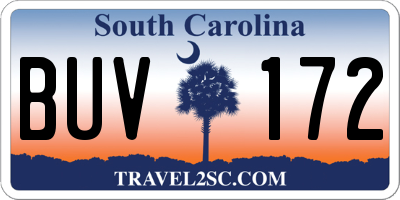 SC license plate BUV172