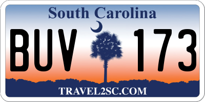SC license plate BUV173