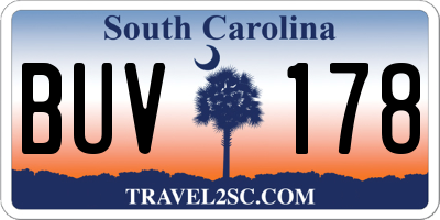 SC license plate BUV178