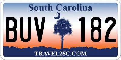 SC license plate BUV182