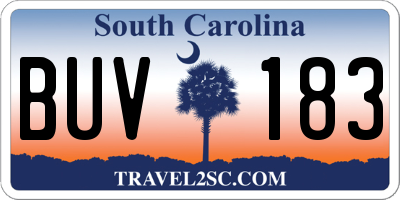 SC license plate BUV183
