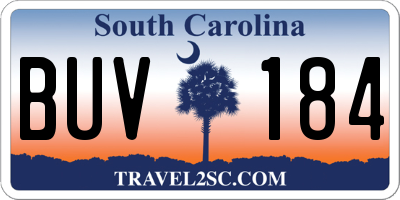 SC license plate BUV184