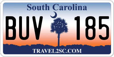 SC license plate BUV185