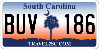 SC license plate BUV186