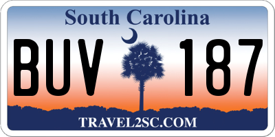 SC license plate BUV187