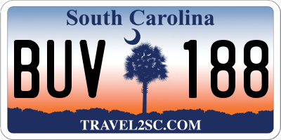 SC license plate BUV188