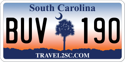 SC license plate BUV190