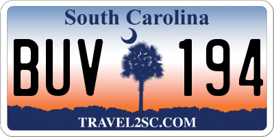 SC license plate BUV194