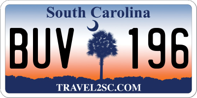SC license plate BUV196