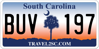 SC license plate BUV197