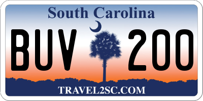 SC license plate BUV200
