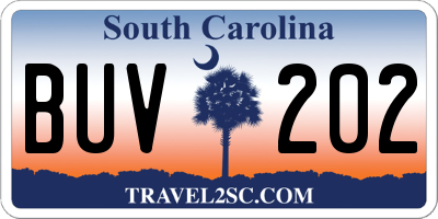 SC license plate BUV202