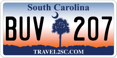 SC license plate BUV207