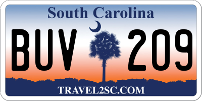 SC license plate BUV209