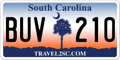 SC license plate BUV210