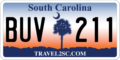 SC license plate BUV211