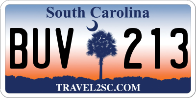 SC license plate BUV213