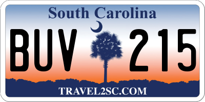 SC license plate BUV215