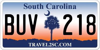 SC license plate BUV218