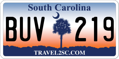 SC license plate BUV219